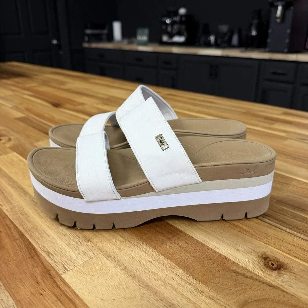Reef Cushion Banded Horizon 2.5 White Size 8 Platform Strappy Sandals Slides